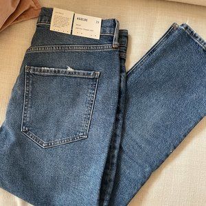 NWT AGOLDE Riley High Rise Straight Crop Stretch Jeans in Silence